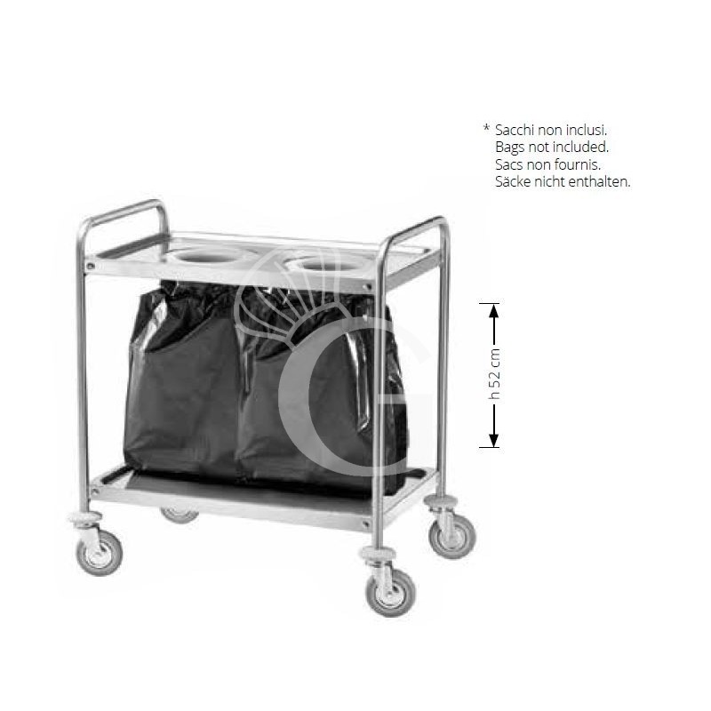 Servicewagen – Edelstahl – 2 Löcher – B 1100 mm x T 600 mm x H 940 mm