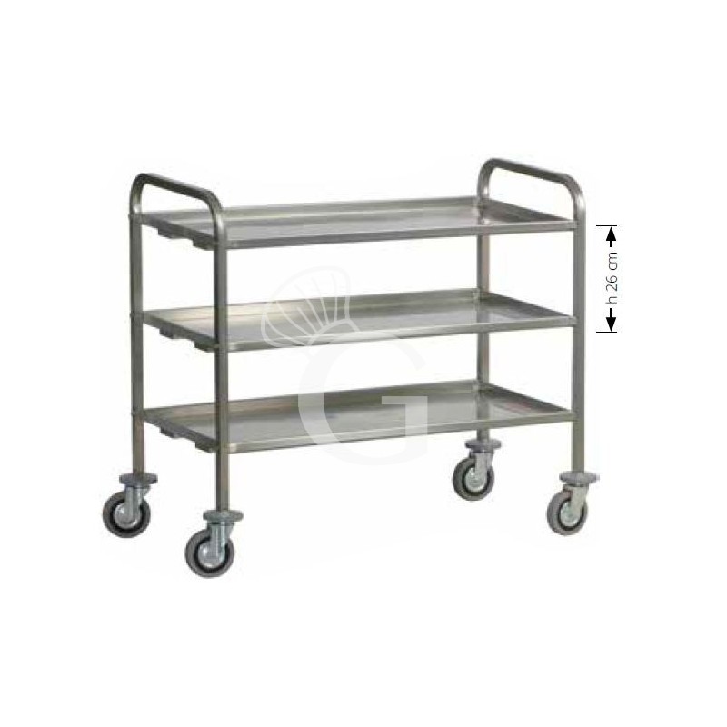 Schwerlastwagen – Edelstahl – 3 Ablagen – B 1120 mm x T 670 mm x H 980 mm