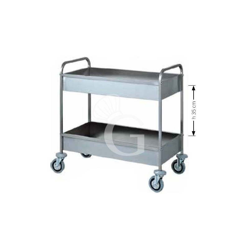 Abräumwagen – Edelstahl – 2 Wannen – B 1010 mm x T 570 mm x H 970 mm