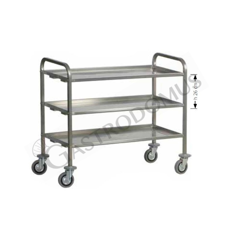 Schwerlastwagen – Edelstahl – 3 Ablagen – B 920 mm x T 670 mm x H 980 mm