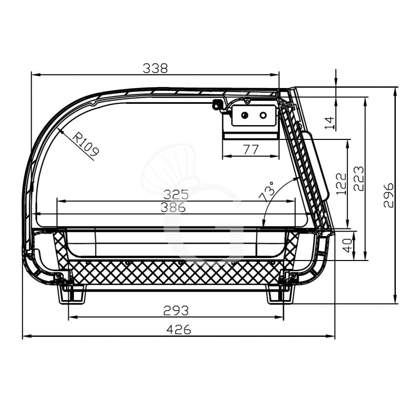 SUSHI-KÜHLAUFSATZVITRINE FÜR 4 x GN1/3 BEHÄLTER, B 1177 mm x T 420 mm x H 265 mm