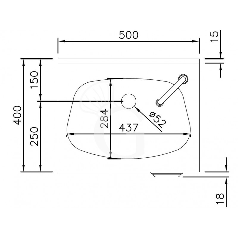 Handwaschbecken auf Säule, Edelstahl, Kniebedienung, mit Wasserhahn und Abfluss