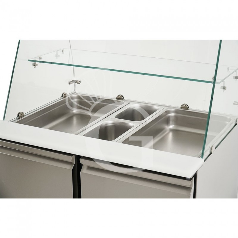 Saladette für GN 1/1 Behälter, 2-türig, Kühlaufsatzvitrine