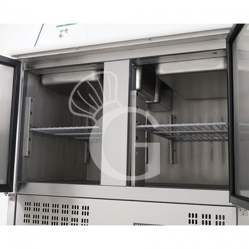 Saladette für GN 1/1 Behälter, 2-türig, Kühlvitrine