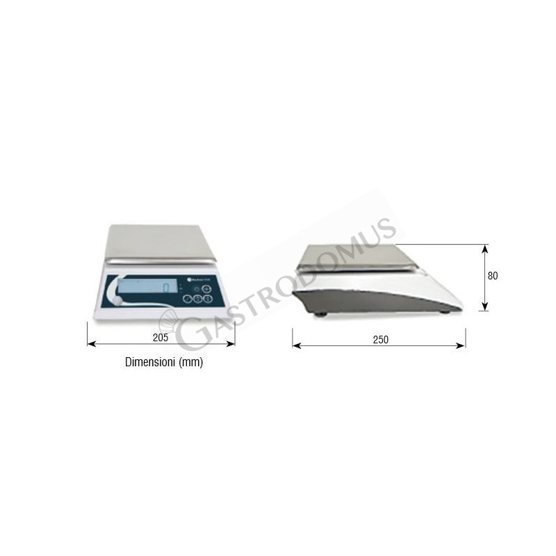 Gastro Waage / Präzisionswaage, aus ABS, LED-Display, Tragkraft 6 kg,  Präzision auf bis zu 1g, B 205 mm x T 250 mm x H 80 mm