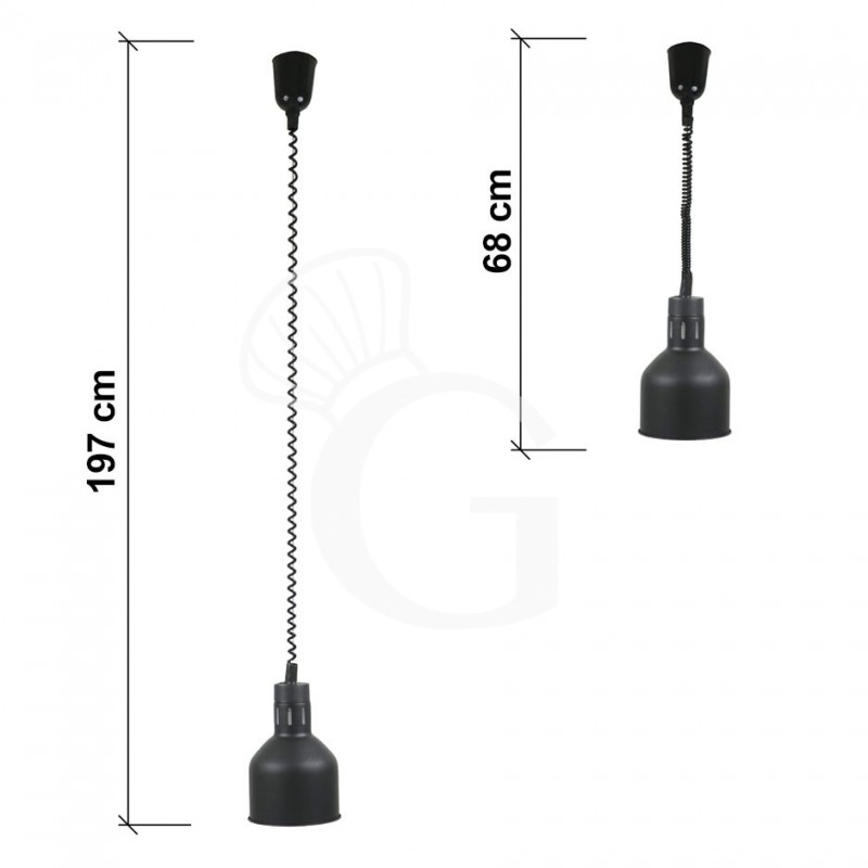 Schwarze Heizlampe - Durchmesser 175 mm - weißes Licht