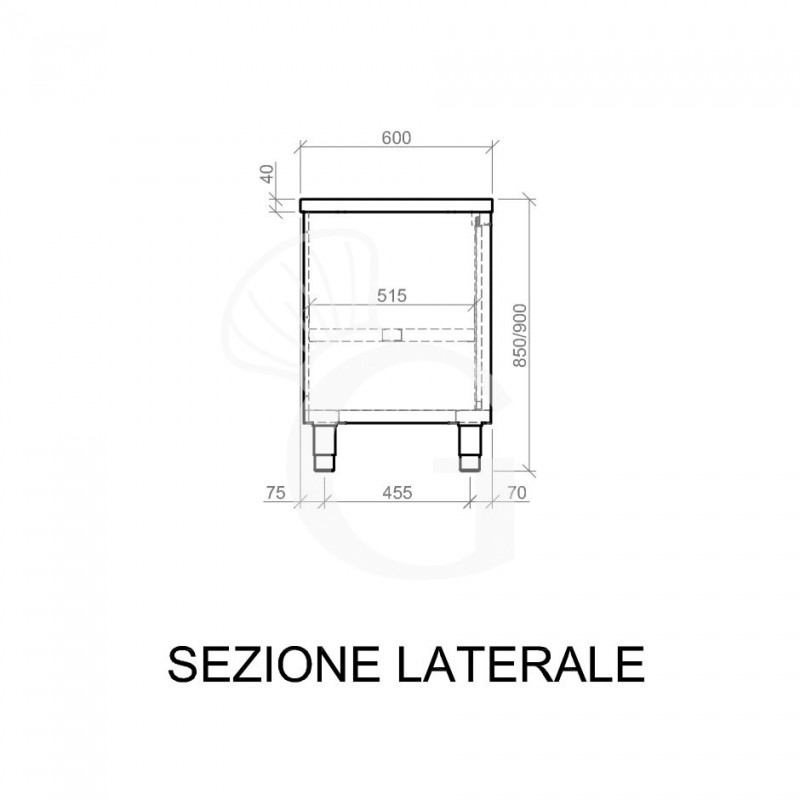 Schranktisch aus Edelstahl 2 Schiebetüren B 1600 mm x T 600 mm x H 850 mm