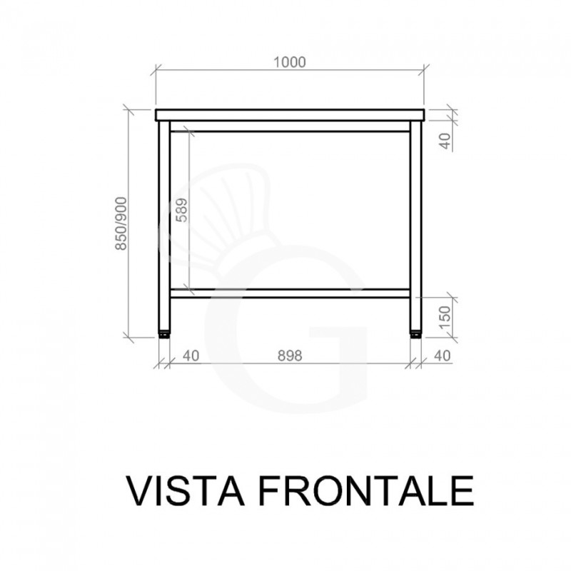 Edelstahltisch B 1000 mm x T 700 mm x H 850 mm