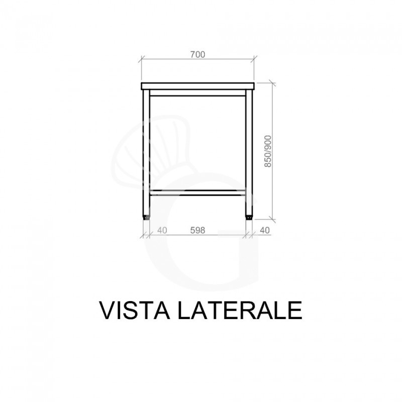 Edelstahltisch B 1000 mm x T 700 mm x H 850 mm