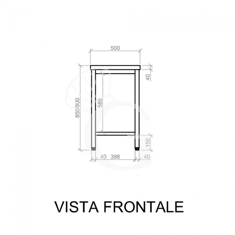 Edelstahltisch B 500 mm x T 800 mm x H 850 mm
