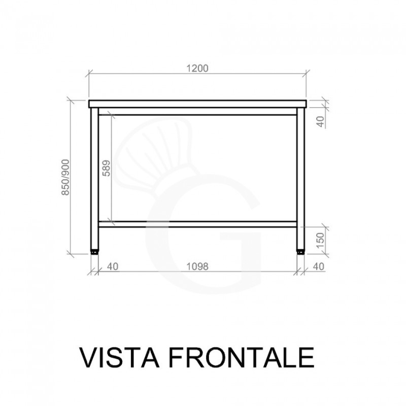 Edelstahltisch B 1200 mm x T 800 mm x H 850 mm