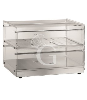Buffetvitrine/Thekenaufsteller/Show-Vitrine aus Edelstahl, B 850 mm x T 350 mm x H 400 mm