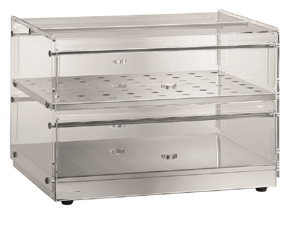 Buffetvitrine/Thekenaufsteller/Show-Vitrine aus Edelstahl, B 850 mm x T 350 mm x H 400 mm