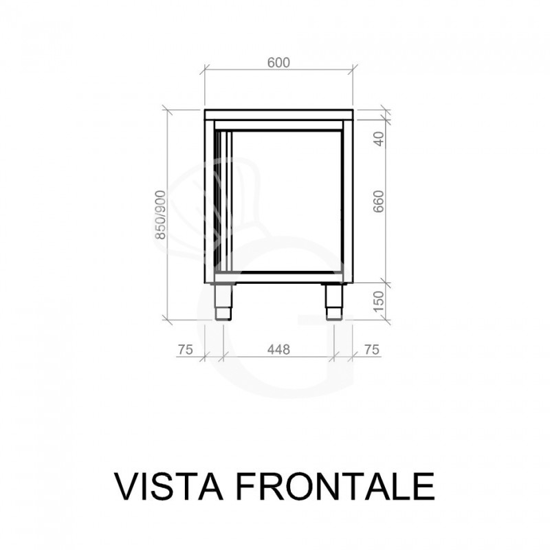 Schranktisch/Arbeitsschrank, Edelstahl, 1 Flügeltür, B 600 mm x T 600 mm x H 850 mm