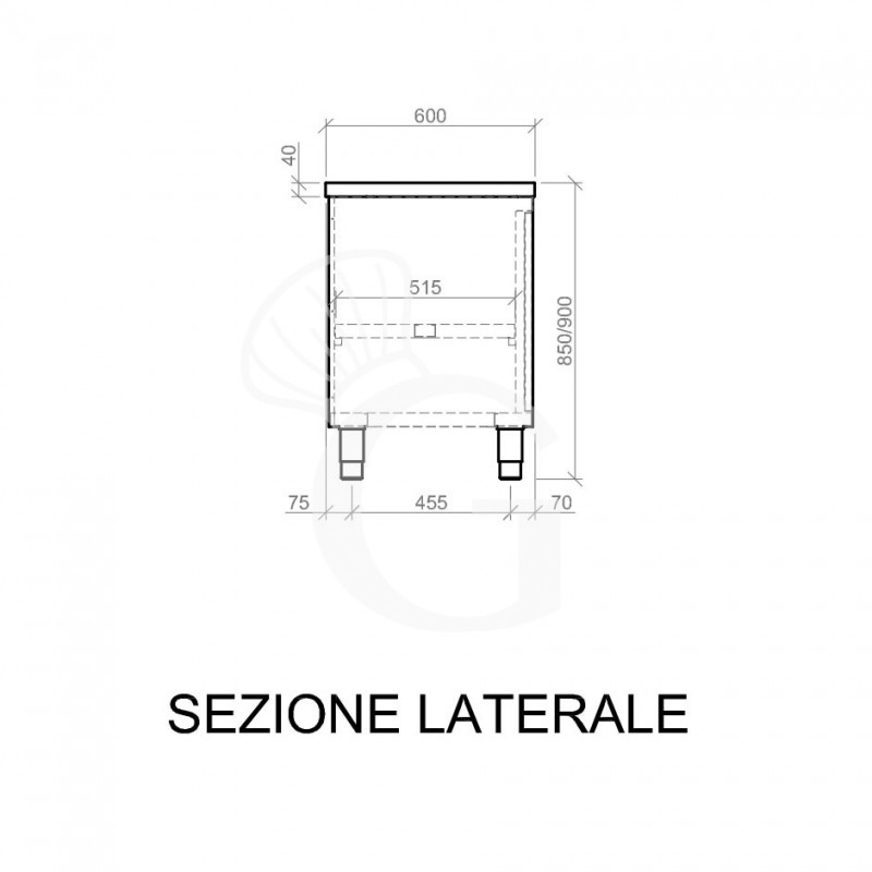 Schranktisch/Arbeitsschrank, Edelstahl, 1 Flügeltür, B 600 mm x T 600 mm x H 850 mm