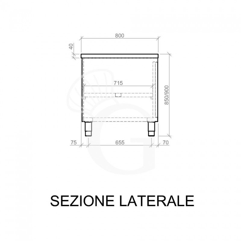 Schranktisch/Arbeitsschrank aus Edelstahl, 1 Flügeltür, B 700 mm x T 800 mm x H 850 mm