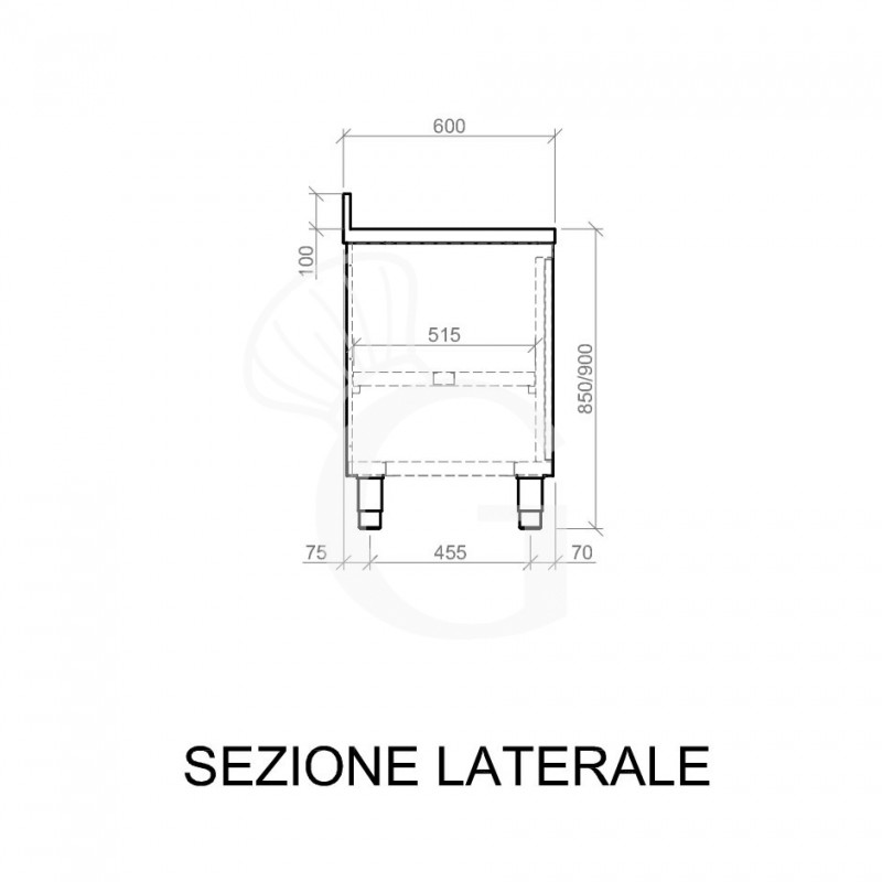 Schranktisch Edelstahl 1 Flügeltür Aufsatz B 600 mm x T 600 mm x H 950 mm