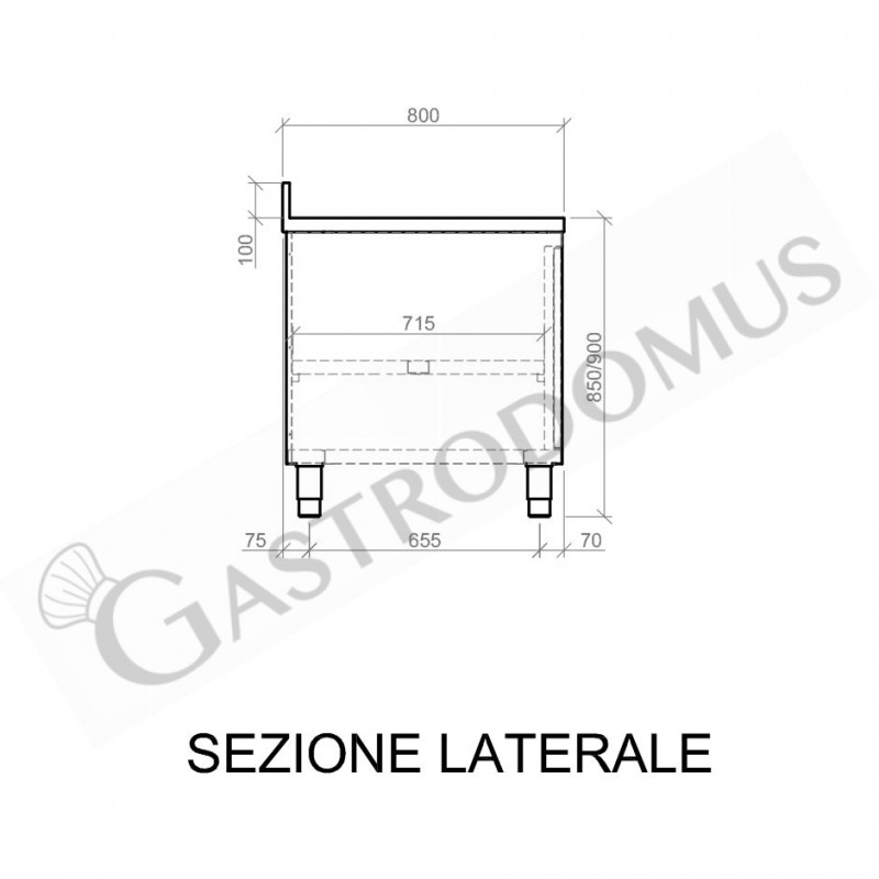 Schranktisch aus Edelstahl 1 Flügeltür Aufsatz B 800 mm x T 800 mm x H 950 mm