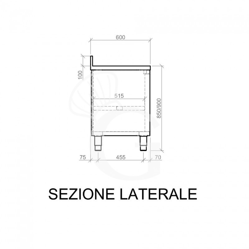 Offener Edelstahltisch 2 Regalböden Aufsatz B 1200 mm x T 600 mm x H 950 mm