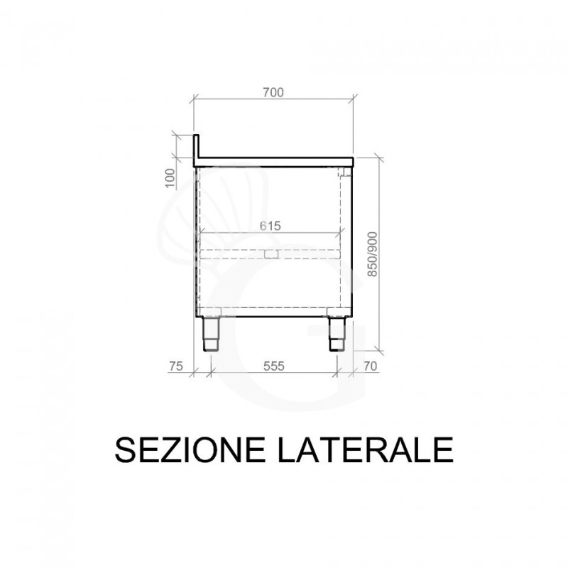 Offener Edelstahltisch 2 Regalböden Aufsatz B 1200 mm x T 700 mm x H 950 mm