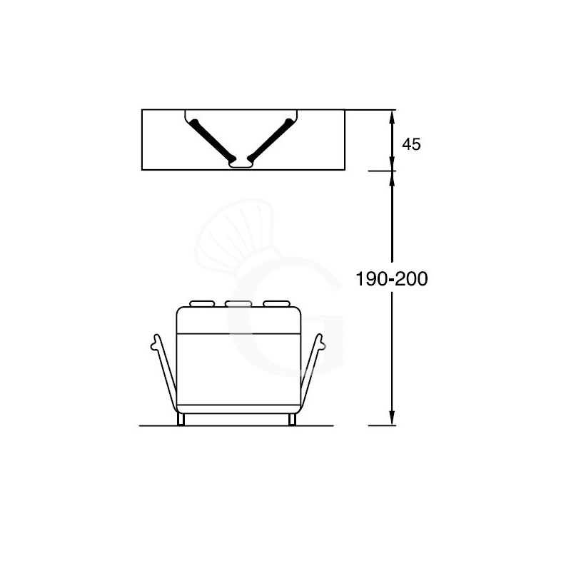Deckenhaube ohne Motor, B 2400 mm x T 2200 mm x H 450 mm