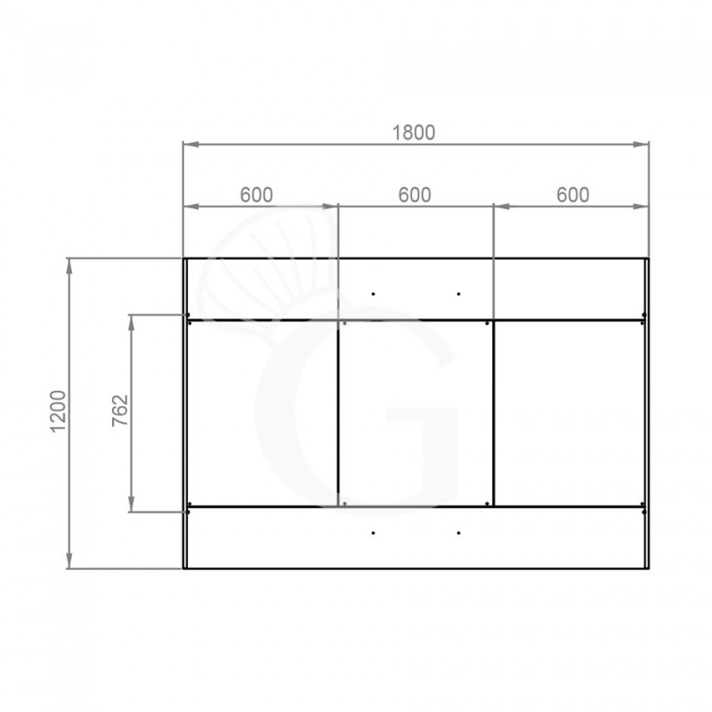 Deckenhaube ohne Motor, B 1800 mm x T 1200 mm x H 450 mm