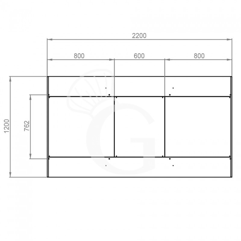 Deckenhaube ohne Motor, B 2200 mm x T 1200 mm x H 450 mm
