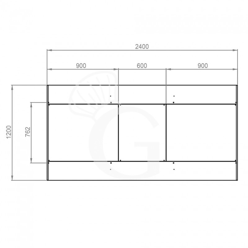Deckenhaube ohne Motor B 2400 mm x T 1200 mm x H 450 mm