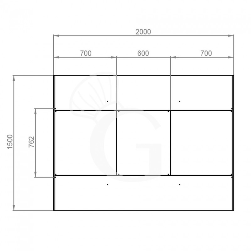 Deckenhaube ohne Motor, B 2000 mm x T 1500 mm x H 450 mm