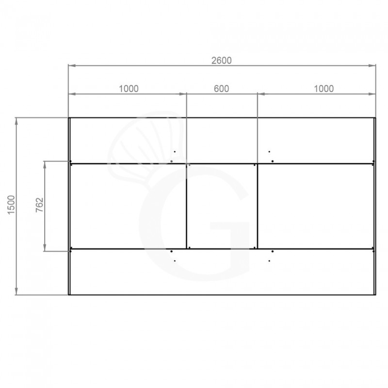 Deckenhaube ohne Motor, B 2600 mm x T 1500 mm x H 450 mm