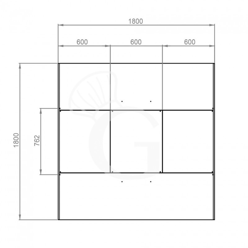 Deckenhaube ohne Motor, B 1800 mm x T 1800 mm x H 450 mm