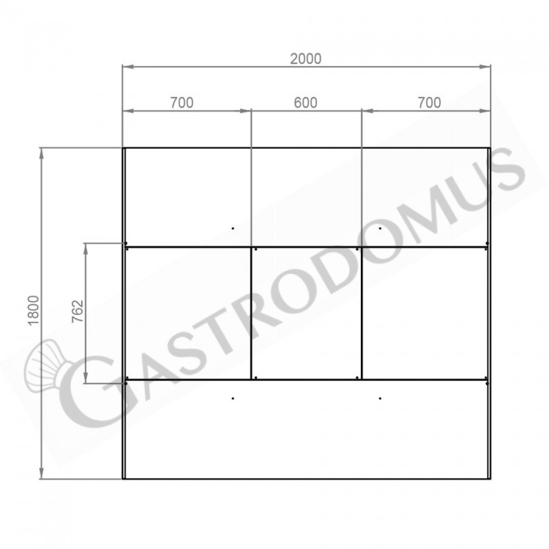 Deckenhaube ohne Motor, B 2000 mm x T 1800 mm x H 450 mm