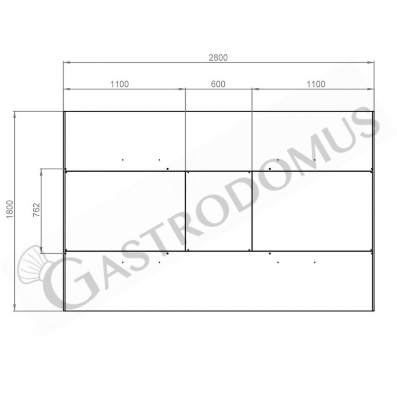 Deckenhaube ohne Motor, B 2800 mm x T 1800 mm x H 450 mm