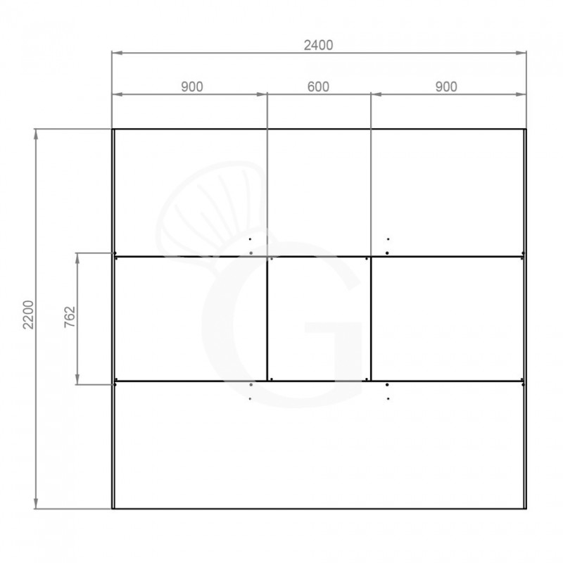 Deckenhaube ohne Motor, B 2400 mm x T 2200 mm x H 450 mm