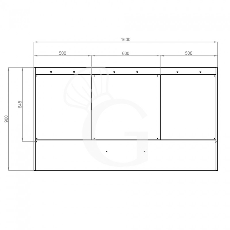 Kastenhaube ohne Motor (Wandausführung), B 1600 mm x T 900 x H 450 mm
