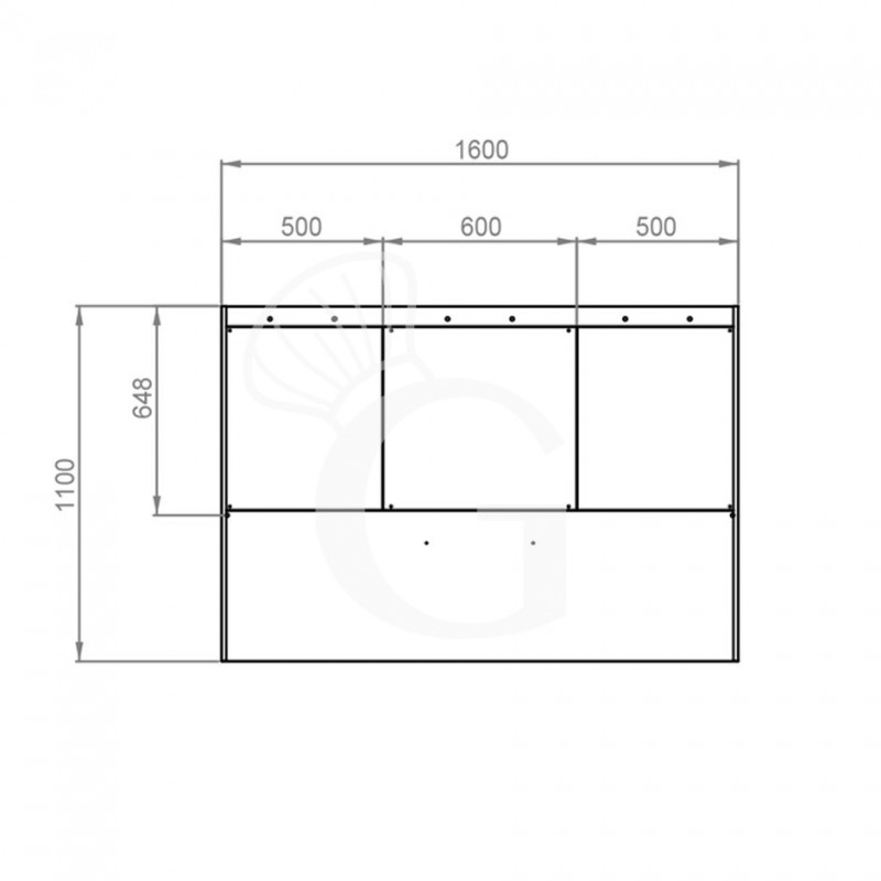 Kastenhaube ohne Motor (Wandausführung), B 1600 mm x T 1100 x H 450 mm