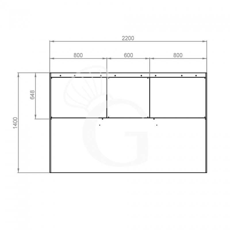 Kastenhaube ohne Motor (Wandausführung), B 2200 mm x T 1400 x H 450 mm