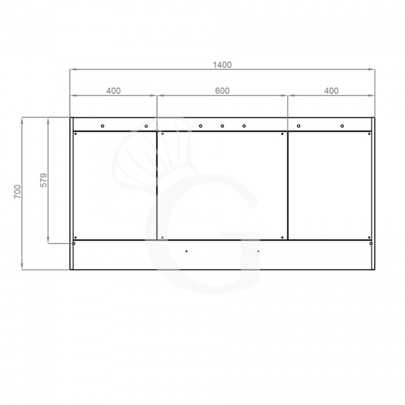 Wandhaube ohne Motor, B 1400 mm x T 700 mm x H 450 mm