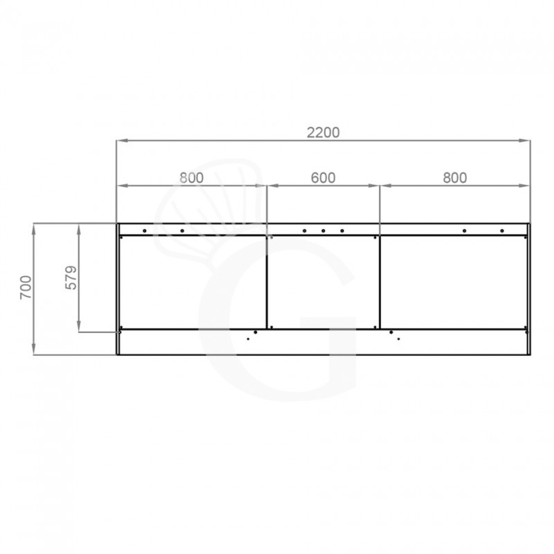 Wandhaube ohne Motor, B 2200 mm x T 700 mm x H 450 mm