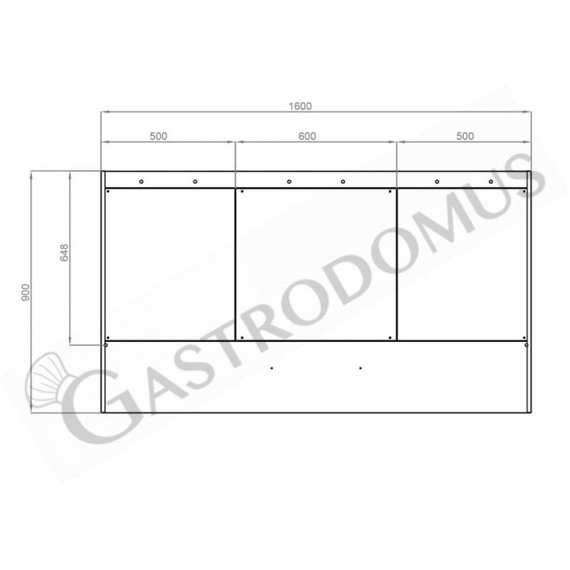 Wandhaube ohne Motor, B 1600 mm x T 900 mm x H 450 mm