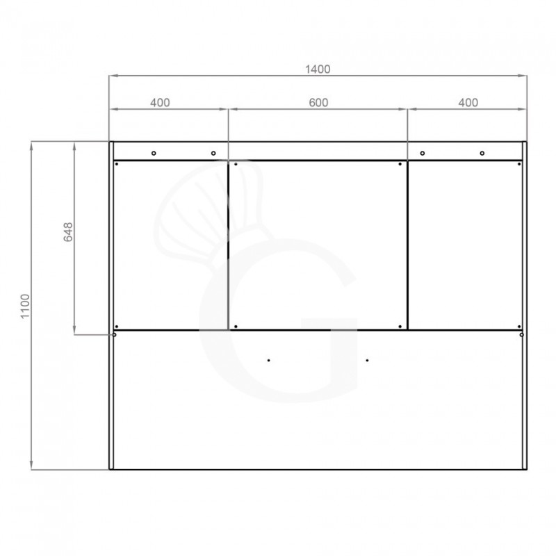 Wandhaube ohne Motor, B 1400 mm x T1100 mm x H 450 mm