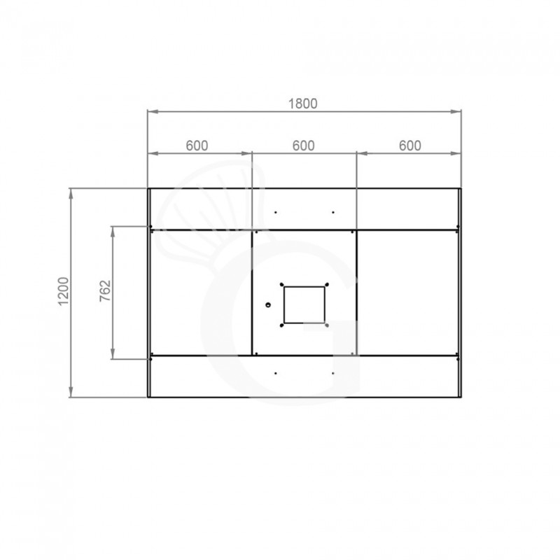 Deckenhaube mit Motor, B 1800 mm x T 1200 mm x H 450 mm