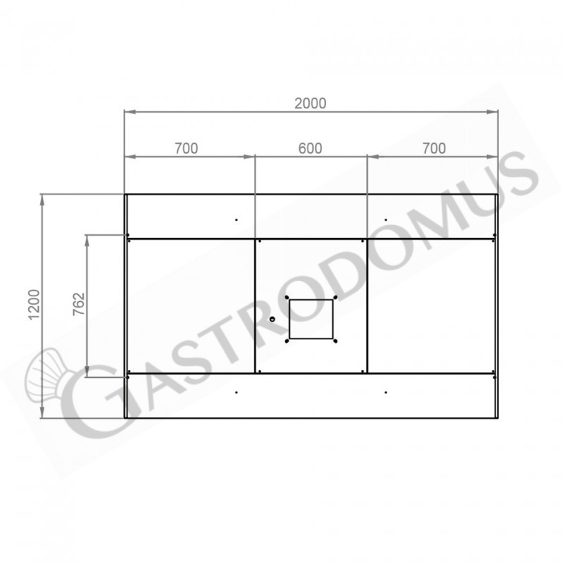 Deckenhaube mit Motor, B 2000 mm x T 1200 mm x H 450 mm