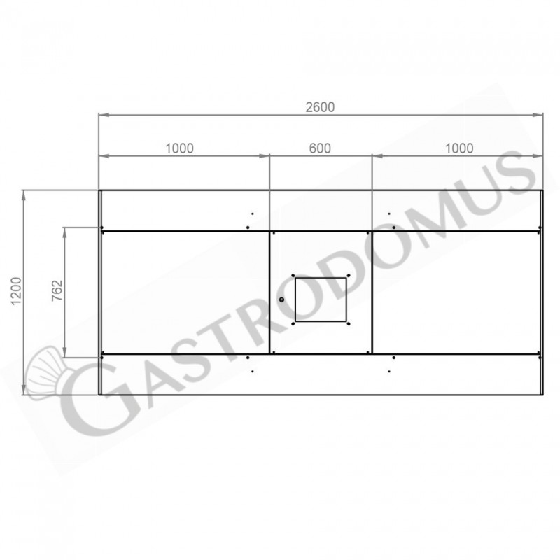 Zentrale Kubica-Haube mit Motor full optional B2600xT1200xH450mm