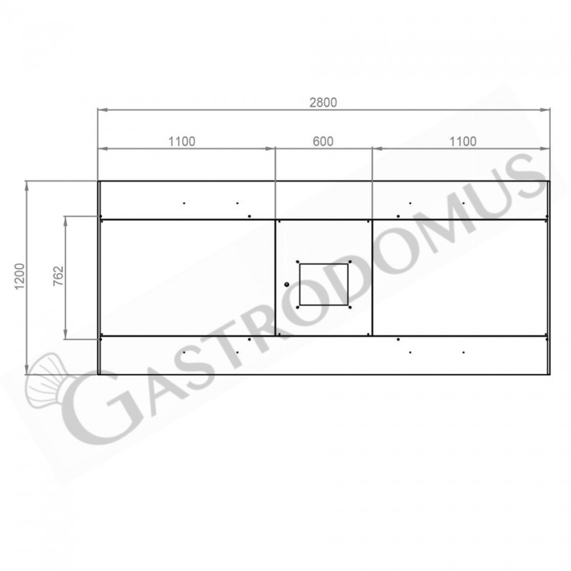 Deckenhaube mit Motor, B 2800 mm x T 1200 mm x H 450 mm