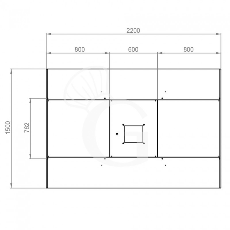Deckenhaube mit Motor, B 2200 mm x T 1500 mm x H 450 mm