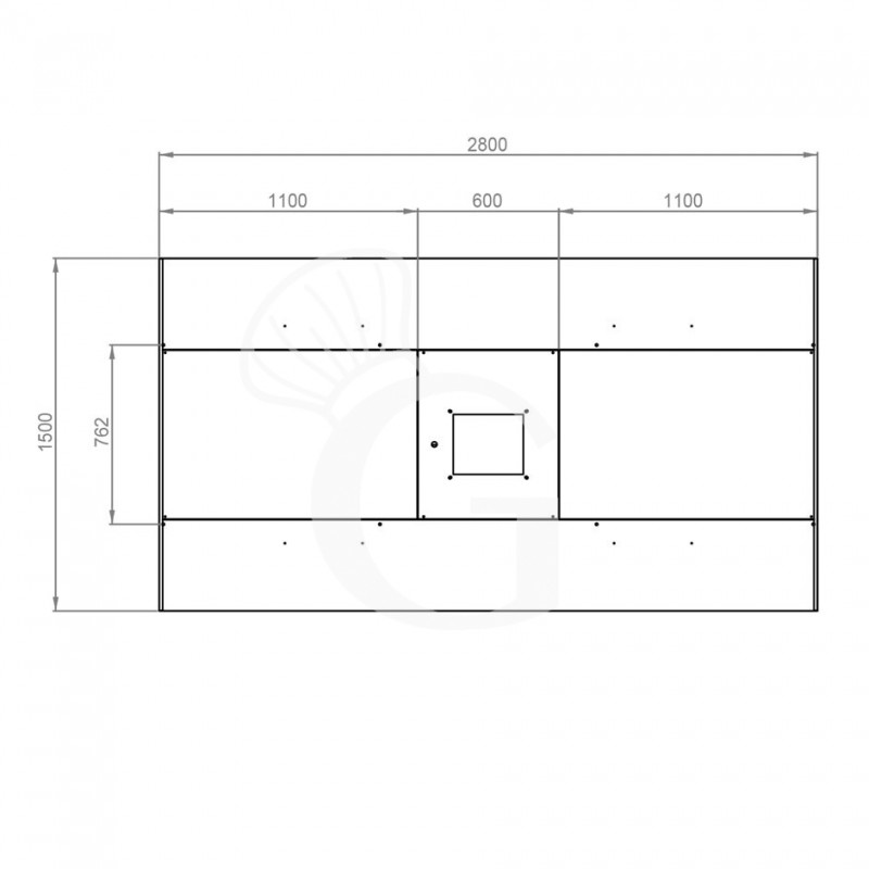Deckenhaube mit Motor, B 2800 mm x T 1500 mm x H 450 mm