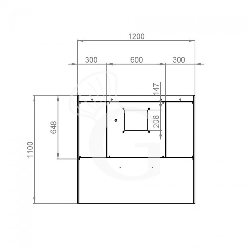 Kastenhaube mit Motor, B 1200 mm x T 1100 mm x H 450 mm