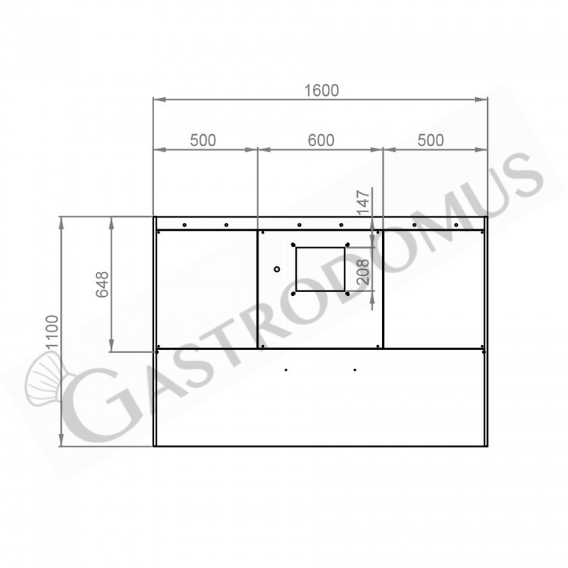 Kastenhaube mit Motor, B 1600 mm x T 1100 mm x H 450 mm