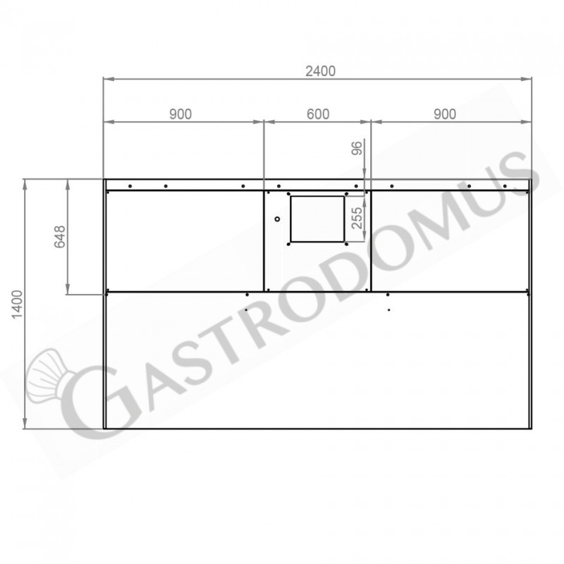 Kastenhaube mit Motor, B 2400 mm x T 1400 mm x H 450 mm